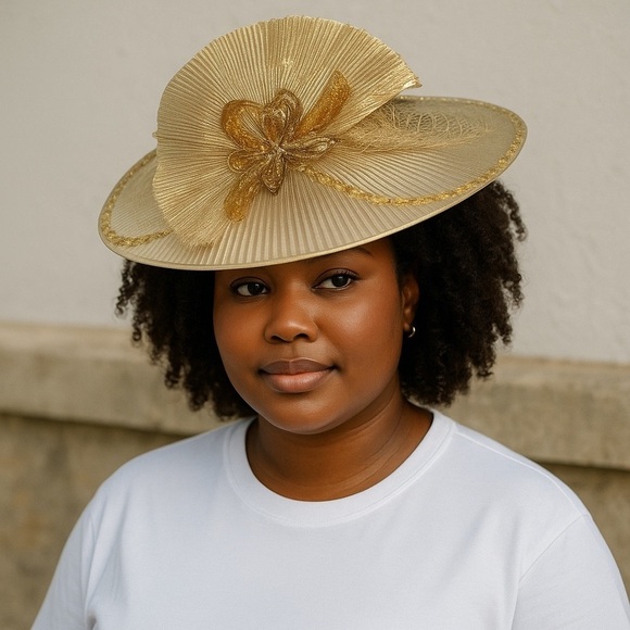 Vintage Juan Ell Fashion Hat Beautiful Gold Statement Great Condition - Picture 1 of 11